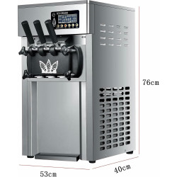 Máquina Comercial de Helado Suave – 3 Sabores | Acero Inoxidable | Pantalla LCD | 2 Tolvas de 3 L